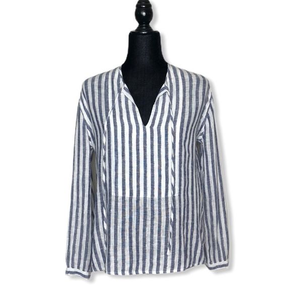 Rails Rio Blue White Stripe Nina Linen Blend Blouse NWT size XS - Picture 6 of 16